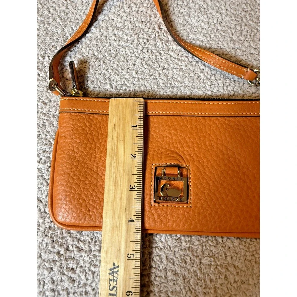 Dooney & Bourke Women's Wristlet Orange Pebbled Leather Large Slim Purse